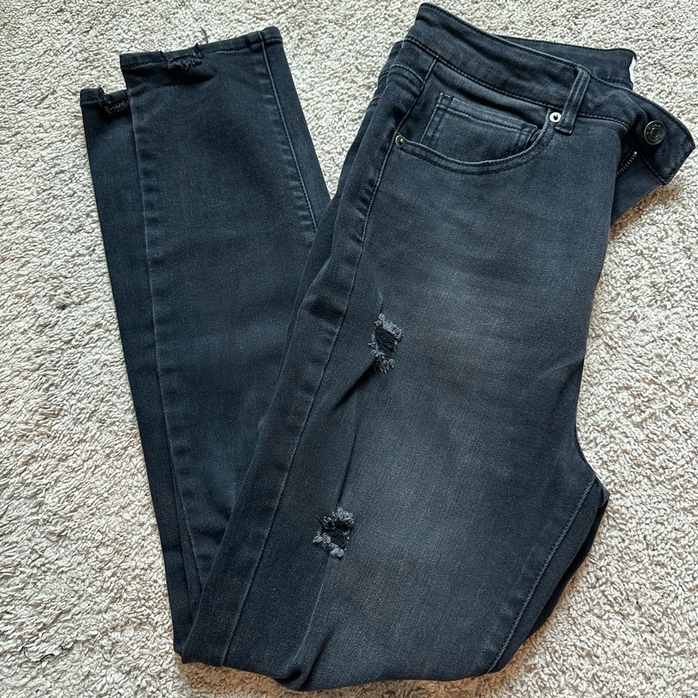 White Birch Black Distressed Skinny Jeans